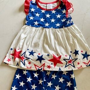 Patriotic Toddler Dress with Ruffled Panty Bloomers 3 - 4 T. NWOT